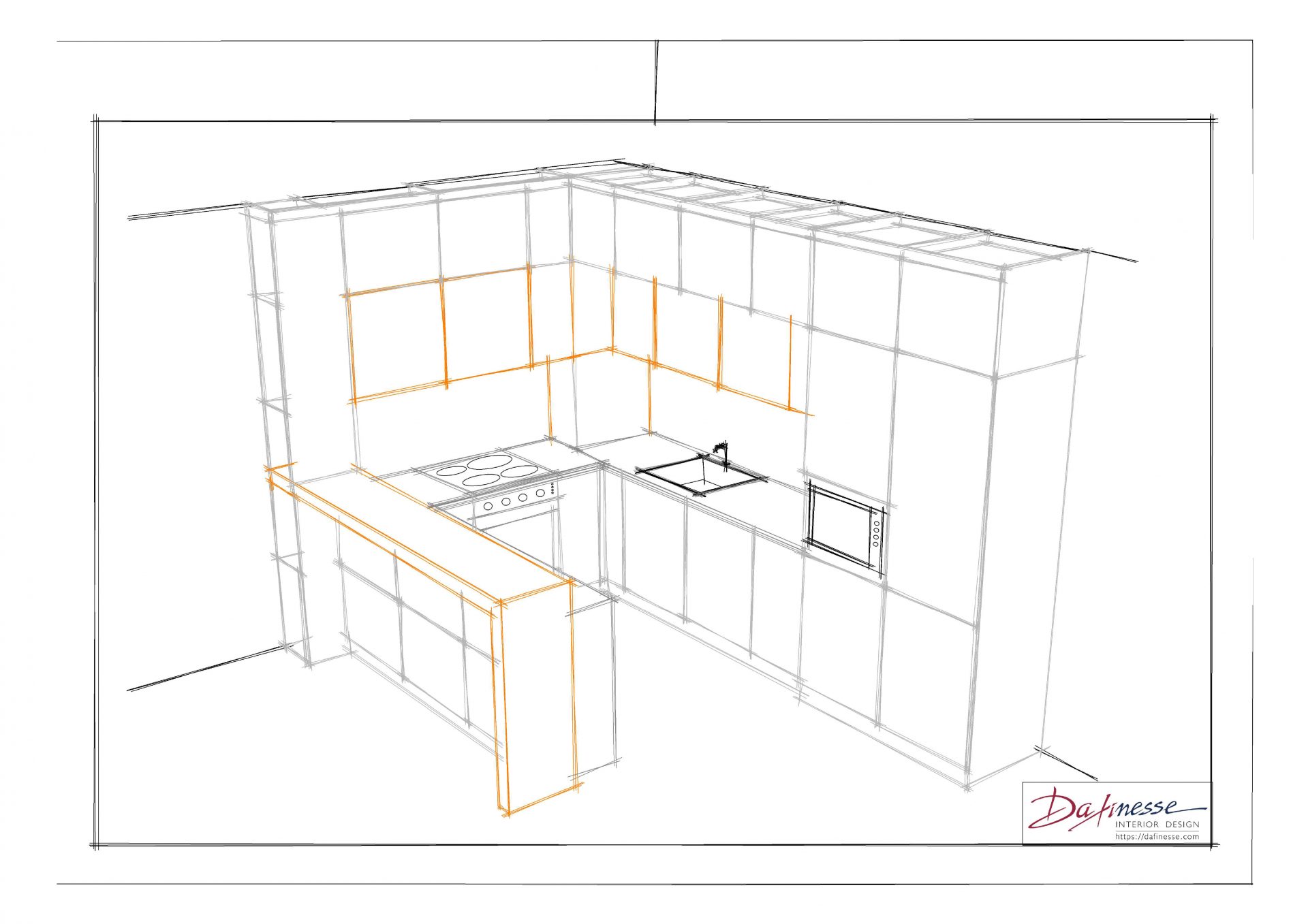 Скица от проект на мебели &quot;Кухня - корпусни мебели&quot;